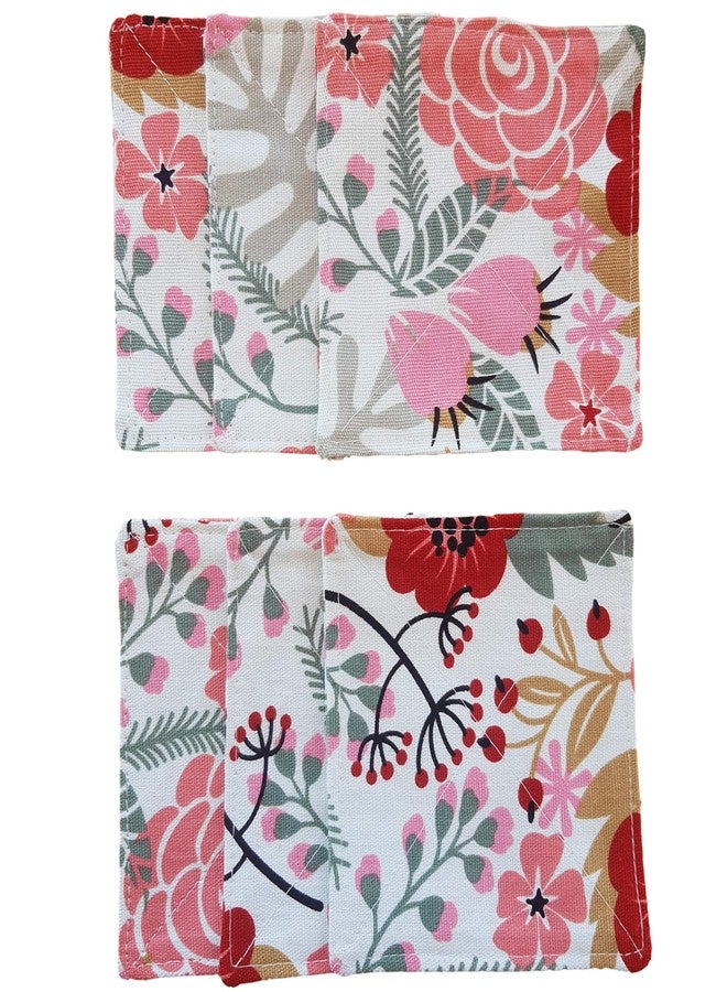 CUSHYSTORE 2 Layers Coasters Saucers Canvas Floral Botanical Fabric 4", 6 Pack - Sweet Exotic Flower - Image 5